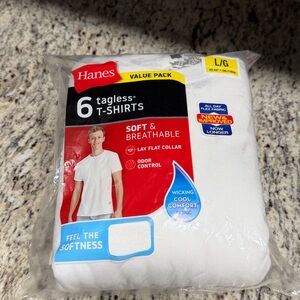 Hanes White Tagless T-Shirts 6-Pack